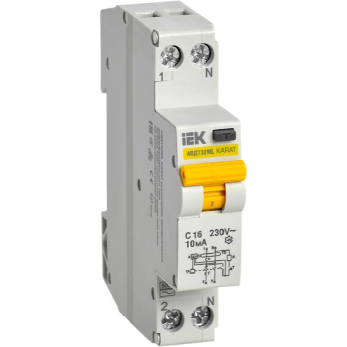 Выключатель автоматический дифференциального тока IEK АВДТ32МL C16 10мА KARAT - MVD12-1-016-C-010